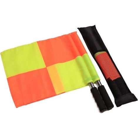 Drapeau d'entraînement étanche pour arbitre de football, ensemble de drapeaux de juge de ligne avec hampe en métal et poignée en mousse, sac de transport inclus - Orange/Jaune (1/5)