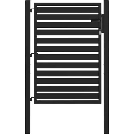 Portail de jardin, en aluminium, design verrouillable, noir (1/2)