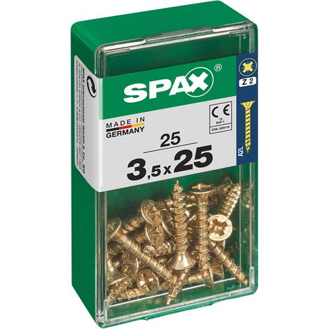 Boîte 25 Unités. Vis A Bois Spax Cab. Plat Yellox 3.5x25mm Spax (1/2)