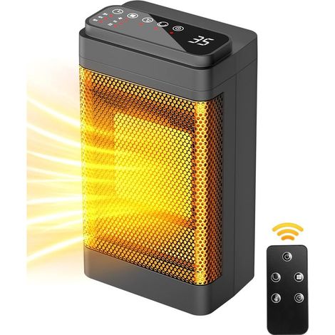 Heizgerät – 1500 W, 3 Heizmodi: Ferngesteuerter Ventilator und elektrische Heizung. Leise und energieeffiziente Heizung mit 70°-Drehung. (1/5)