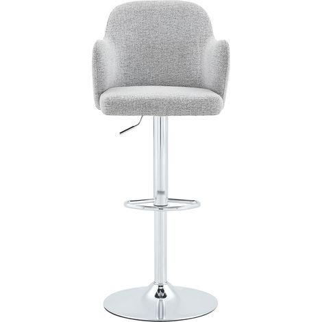 ELVMI Lote de 2 taburetes de bar, Regulables en altura y Giratorios 360 grados, con Reposabrazos, Tela, Gris claro (1/5)
