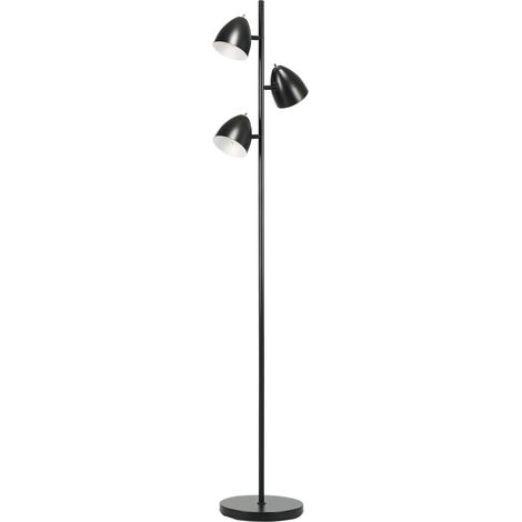 Lampadaire sur pied salon style industriel 3 abat-jours orientables en acier 38 x 28 x 169 cm noir (1/5)