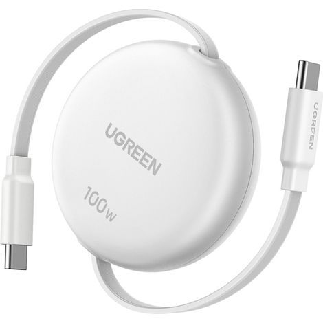 Câble USB-C vers USB-C Ugreen L531, PD 100 W, rétractable, 1 m (blanc) (1/2)