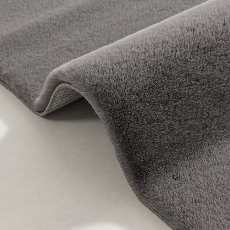 Tapis salon 230 x 160 cm tapis à poils longs, lavable en machine, antidérapant, en fausse fourrure, gris clair