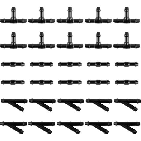 30pcs Kit de Tuyau Essuie Glace Tuyau Lave Glace 4mm Connecteurs Buse d'Essuie-Glace Universel Forme T Droit Y Accessoire Raccord de Tuyau pour Pare-Brise Voitures Noir (1/5)
