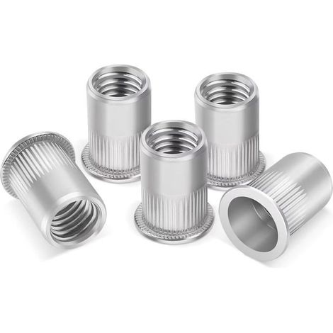 50 Pcs Insert M6 Écrou de Rivet Fileté en Acier Inoxydable Tête Plate Ecrou,Rivets Inserts Filetés Pour Métriques,Écrous à Riveter (1/4)