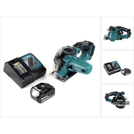 Makita DCS 552 RM1 18 V Scie circulaire à main sans fil métal 136 mm + 1x Batterie 4,0 Ah + Chargeur + Lame de scie et lunettes de protection (1/5)