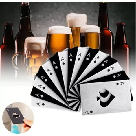 20 Stück Flaschenöffner aus rostfreiem Edelstahl in Form von Pokerkarten, exquisite Bierflaschenöffner für Heimpartys (1/5)