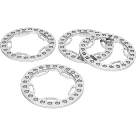Lot de 19 anneaux de roue de secours extérieurs de 1,9 pouce pour voitures RC 1/10, couleur argent. (1/5)