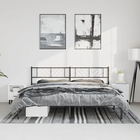 vidaXL Estructura cama sin colchón con cabecero metal negro 193x203 cm (1/5)