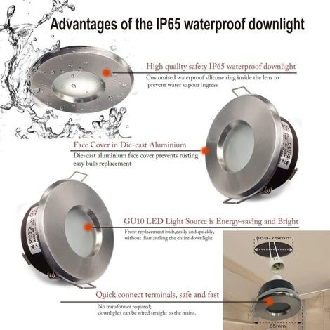 IP65 spot LED encastrable étanche, configuration de douille GU10, adapté aux spots de salle de bain et de cuisine (ampoule (1/5)