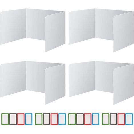 Lot de 4 Cloison Bueau, Sépaateu de Bueau Pliable 42,5x35x33,7cm, Sépaateu de Confidentialité de Table pou L'école, Le Bueau, La Bibliothèque (1/5)