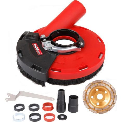 Capot de Protection Meuleuse Angulaire 115/125mm avec bague d'adaptation et connecteur d'aspirateur +Disque Diamant à Meuler Béton 125mm - 115 mm/125 mm for Concrete (1/5)