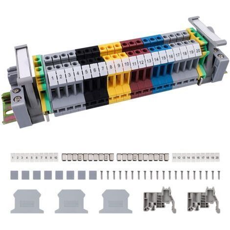 10 Bornier Rail DIN, Kit Connexion PC Ignifuge, Barre Terre Acier, Pour Tableau Électrique Industriel (1/5)