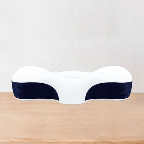 Oreiller de sommeil en mousse à mémoire de forme, à rebond lent, ergonomique, pour la nuque, bleu marine, idéal comme cadeau. (1/5)
