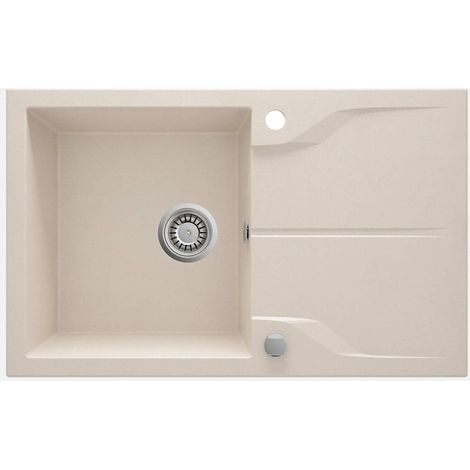 Lavello cucina in granito con 1 vasca e gocciolatoio 78x49 cm beige - Nexyo