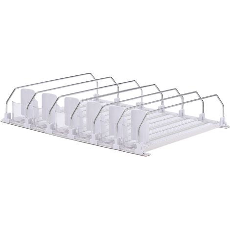 Organisateur de boissons à poussoir automatique pour réfrigérateur - Dispenseur durable avec séparation ajustable et surfaces facile à nettoyer - Dimensions adaptables 31/38 cm en plastique blanc ABS  (1/5)