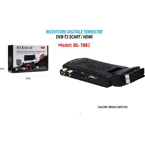 Trade Shop - Digitaler terrestrischer Decoder HD USB TV Receiver DVB T2 Scart-Buchse Maxtech DG-T002 -