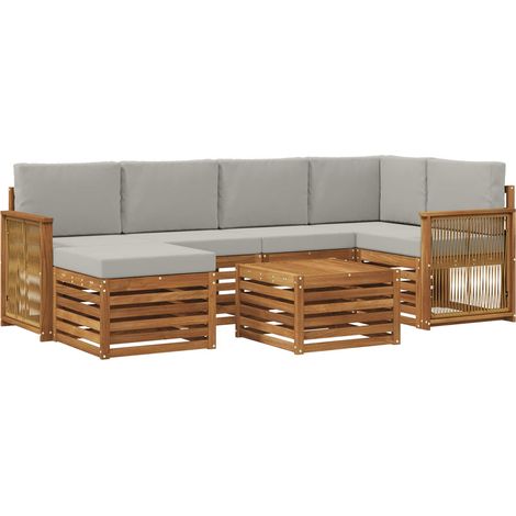 vidaXL Ensemble de canapés d'extérieur 6 pc Naturel et gris clair