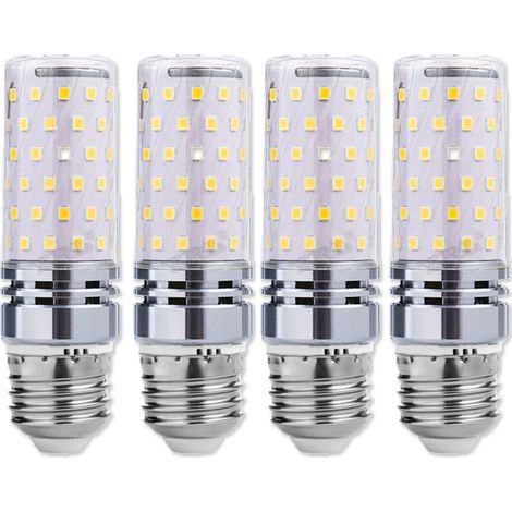 Paquete de 4 bombillas LED E27 de 16 W (1340 lm, equivalente a 150 W), no regulables, luz blanca fría de 6000 K, para uso en interiores.