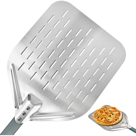 Pelle à pizza en aluminium 40 x 30 cm, taille parfaite et design perforé pour une cuisson parfaite des pizzas (argent) (1/5)