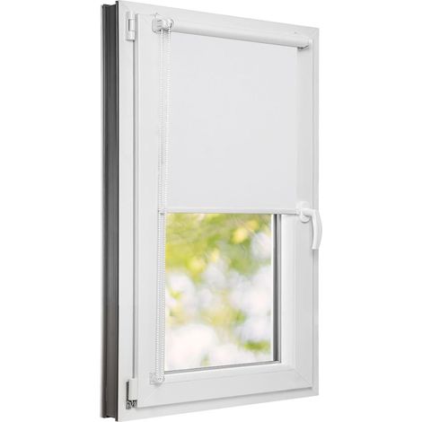 Store Enrouleur sans percage - Blanc - 80 x 220 cm - Bloque 50-60% de la Lumière, Stores intérieurs pour Porte ou Fenetre (1/5)