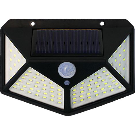 2 Solarleuchten Außen, Gartenlampe mit Bewegungsmelder, 100 LED, wasserdicht IP65, Wandstrahler für Haustür, Garten, Garage