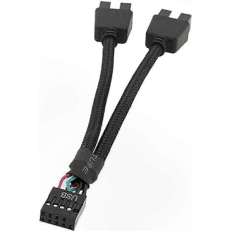Connecteur USB 2.0 9 broches vers hub double port adaptateur pour carte mère, extension multiprise interne, connectique PC (1/5)