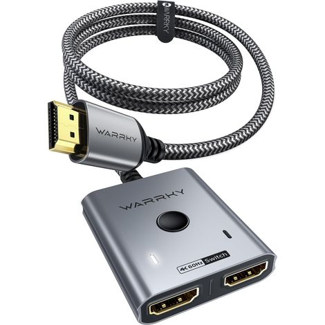 Switch HDMI 4K 60Hz Câble Tressé Fixe 1M, Coquille en Aluminium Bidirectionnel Commutateur HDMI Splitter 2 Entrées 1 Sortie, Compatible avec 5/4, Xbox, Roku, Fire Stick, Switch (1/5)