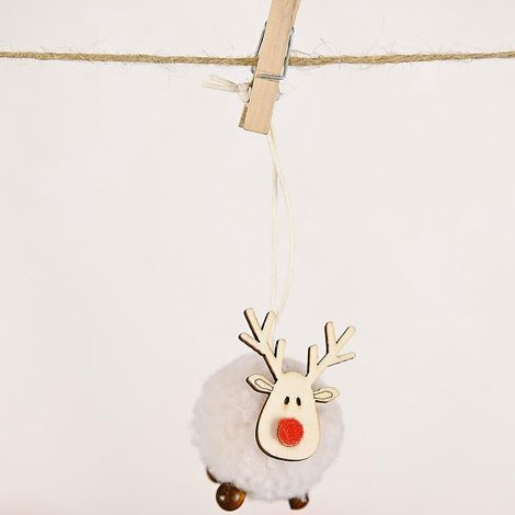 5 Pices Blanc Dcoration De Nol Feutre Petit Cerf Pendentif Cratif Nouveau Wapiti Pendentif Arbre De Nol Pendentif Cadeau (1/5)