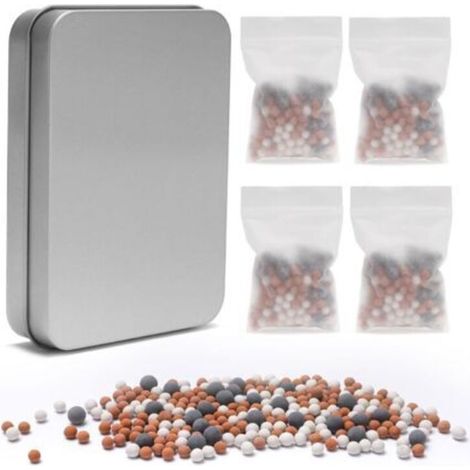 Recharges Billes Minérales 4 Packs pour Pommeau de Douche Filtrant, Pierres Filtrantes Ionisantes, Anti-Calcaire, pH Neutre, Universel (1/5)