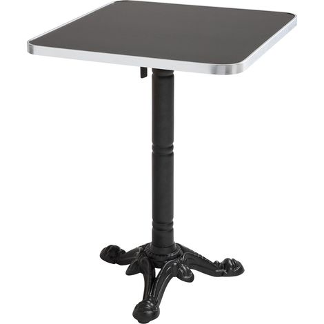 Table carrée 60 cm inclinable plateau noir/argent et pied noir (1/5)