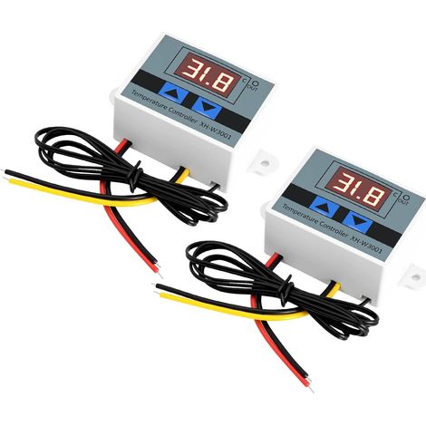 2 PCS XH-W3001 Thermostat Numérique LED 220V avec Sonde NTC 10K, Contrôleur de Température Chauffage et Refroidissement pour Aquarium, Incubateur, Serre (1/5)