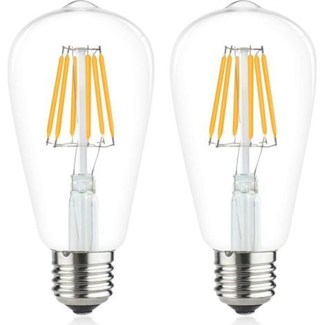 [JAMAIS UTILISÉ] 6W E27 ST64 filament ampoule led Edison 220V led vintage Classic Blanc Chaud 2700K 60W ampoule halogène équivalence 600lm pour camping-car, yacht, vapeur, etc(2pcs, Dimmable) [Classe (1/4)