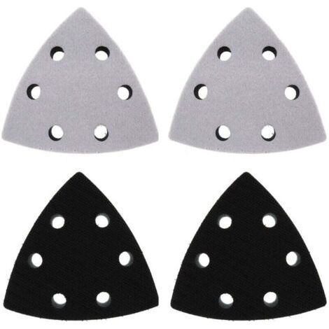 4 Pièce Triangulaire Tampon de Ponceuse de Remplacement, 90 x 90 x 90 mm Tampon de Remplacement de Ponceuse, 6 Trous Triangles Ponceuses de Tampon de Remplacement(Noir) (1/4)