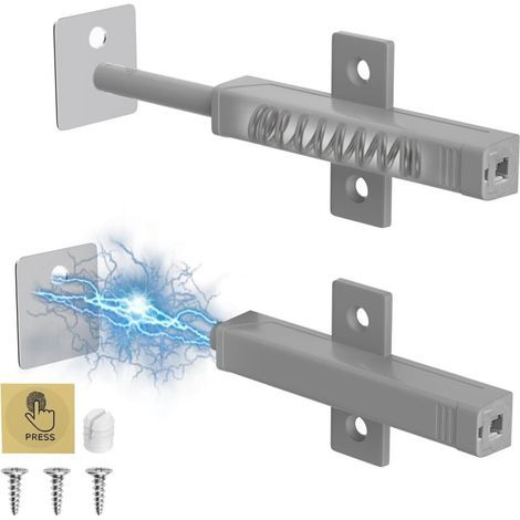 Push to Open Aimant Porte Placard Lot de 2 Poussoir Placard Puissant 48N Loquet Magnetique Fermeture Push Open Latch pour Lourd Armoire Fermeture Systeme pour Tiroir, Gris (1/5)