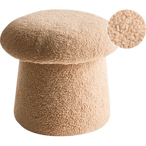 Pouf Moderne en Tissu Bouclé Rond Forme de Champignon Meuble de Chambre Salon Beige Eufaula (1/5)