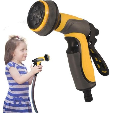 Schlauchsprüher mit 10 Modi Wasserschlauchanschluss Für Garten und Auto Ergonomischer Griff 21 cm Grün/Gelb (1/5)