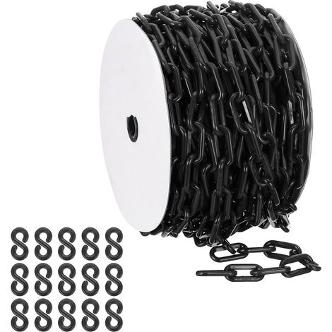 Chaîne plastique noire, 115 pieds 8mm Chaîne sécurité Barrière plastique granchaîne longue pour le contrôle foule, parking, portail, concert, décoration chantier construction (1/5)