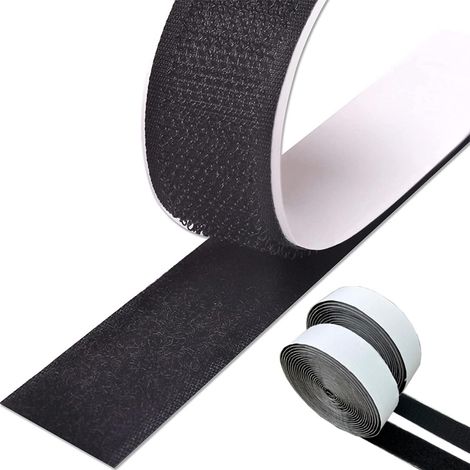 Rouleau de ruban auto-agrippant, support adhésif, pour couture, bricolage, 2,5 cm x 500 cm, noir (1/5)