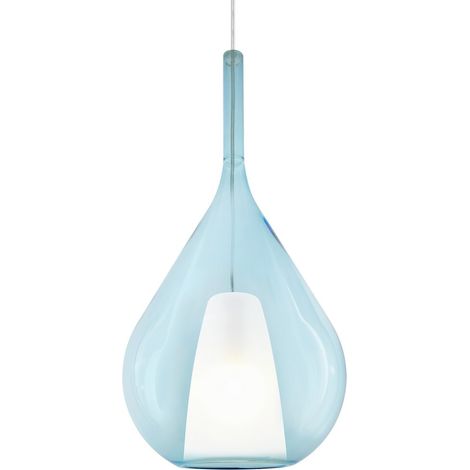 Ideal Lux KALIQUE Suspension en forme de goutte d'eau de 28 cm, bleu ciel, 1 x E27