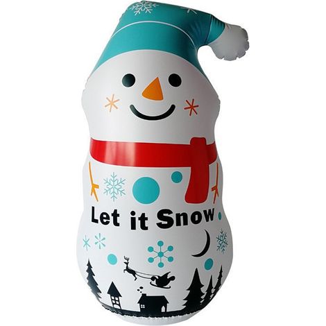Adorno navideño, muñeco de nieve regordete, 60 x 100 cm, ideal para la decoración de terrazas e interiores. (1/4)