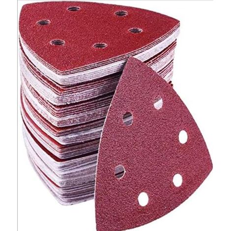 Lot de 72 triangles abrasifs delta - 6 trous - 93 x 93 x 93 mm - grains 40/60/80/120/180/240 - triangle de poncage pour ponçage et polissage (1/5)