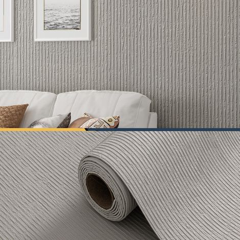 Papier peint autocollant 60 cm x 2,8 m, à découper, à rayures, 3D pour salon, panneau mural, autocollants d'intérieur imperméables et oléofuges (1/5)