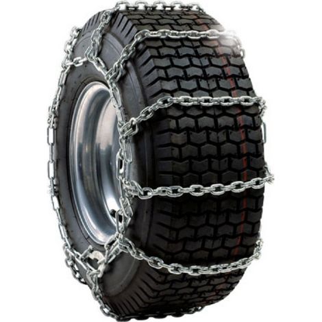 Paire de chaînes à neige pour pneumatiques 14x550 - 15x500 - 15x600 - Traction améliorée pour surfaces enneigées - Chaîne espacée tous les 2 maillons (1/3)