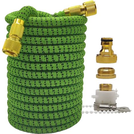 Tuyau d'arrosage extensible bicolore, flexible et bicolore, haute pression, vert et noir (22,5 m). Idéal pour l'arrosage du jardin, des exploitations agricoles et le lavage de voiture.