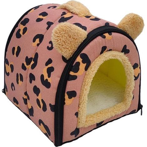 Gemütliches Fleece-Haustierhaus für Kleintiere mit herausnehmbarem Kissen, für Meerschweinchen, Kätzchen, Kaninchen, rote (1/4)