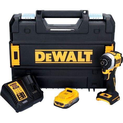 Atornilladora de Impacto DEWALT 18V DCF850E1T, 208Nm, 1x1.7Ah Powerstack, Alta Potencia, Ideal para Profesionales, Compacta y de Alto Rendimiento