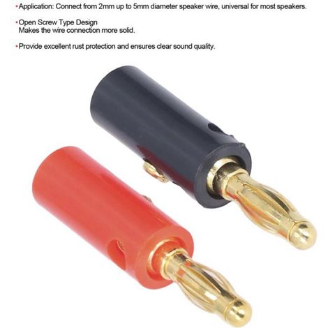 Fiches de haut-parleur banane en laiton plaqué or, 40 pièces, connecteurs à vis ouverte pour fil de haut-parleur de 2mm à 5mm avec (1/4)