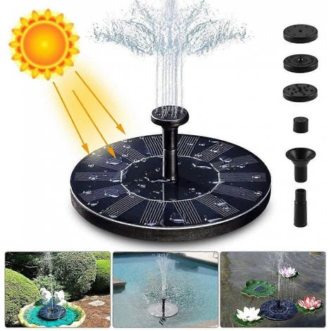 Fontaine solaire, pompe de bassin solaire 1,4 W avec 4 effets  Pompe à eau solaire hauteur maximale 70 cm  Pompe à fontaine flottante solaire